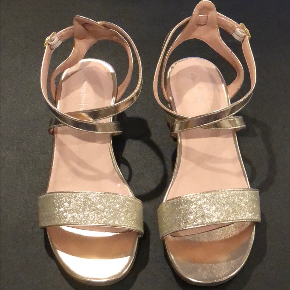 Chasing Fireflies Gold Glitter Strap Shoe